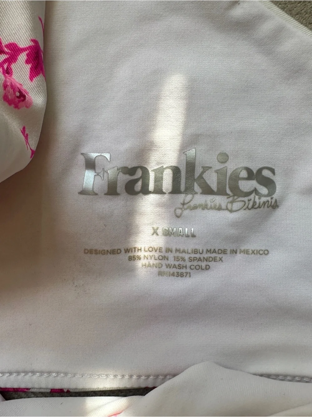 Frankie's Bikinis White & Hot Pink Floral One-Shoulder Bikini Top